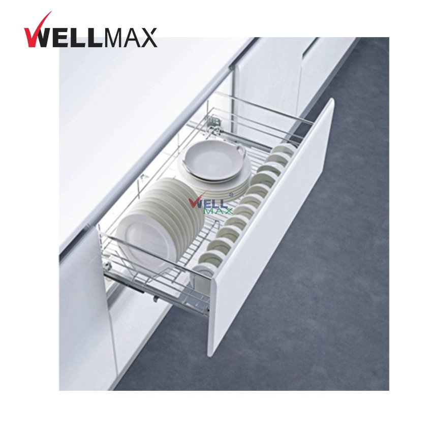WELLMAX 3 Shelves Kitchen Cabinet Storage Organizer Soft Closing Wire Pull Out Drawer Basket