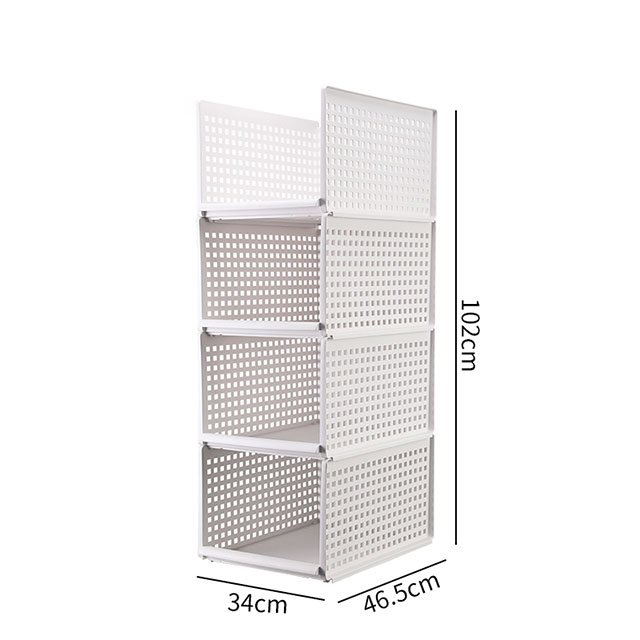 XingYou Stackable Plastic White Wardrobe Storage Basket Drawer Type Closet Storage Box