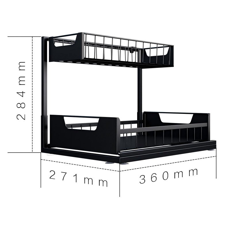 Multifunctional Under Sink Organizer and Pull Out Cabinet Slide Out Sink Shelf Cabinet Storage Shelves for Kitchen Bathroom
