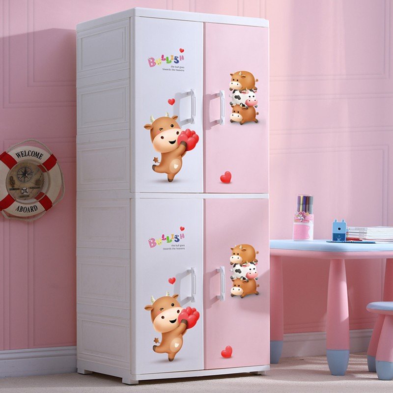 Double-door closet drawer storage cabinet children's simple wardrobe multi-layer large capacity cartoon mother and baby cabinet