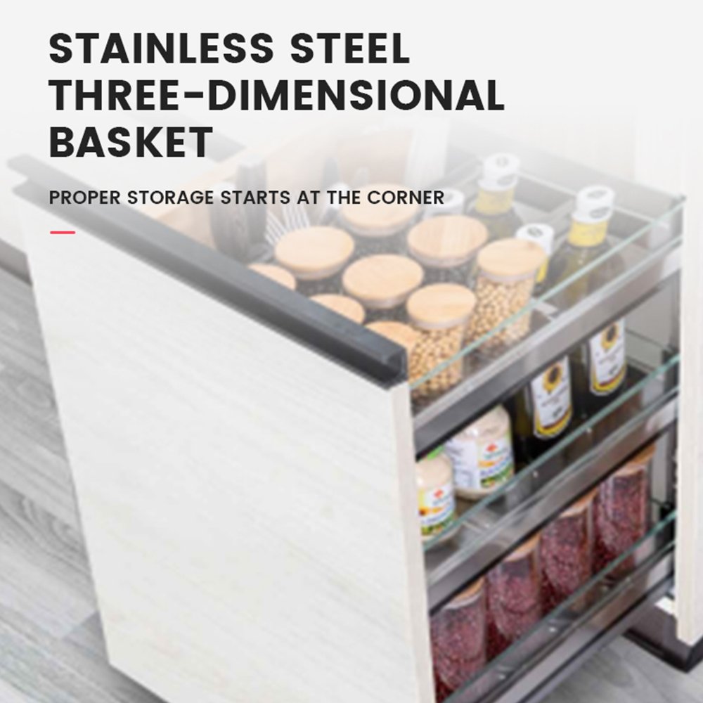 Factory Outlet Kitchen Cabinet Accessories Multipurpose Drawer Basket Pull Out Seasoning Basket