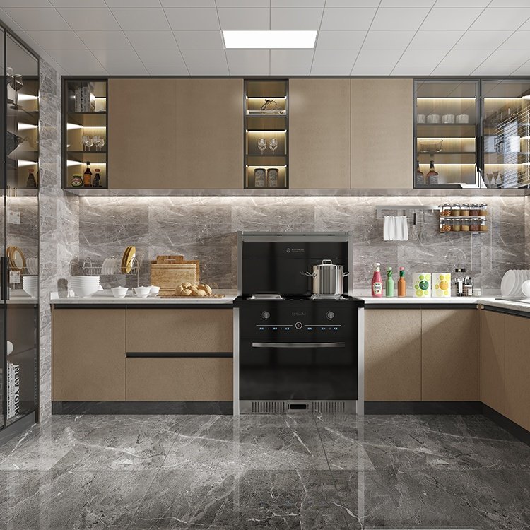 American Custom Luxury Kitchen Cabinets Modern U Shaped Melamine Modular Kitchen Cabinets