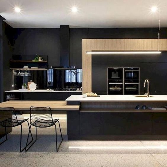 Hangzhou Vermont Italian Luxury Wooden Kitchen Furniture Modern Kitchen Island Design