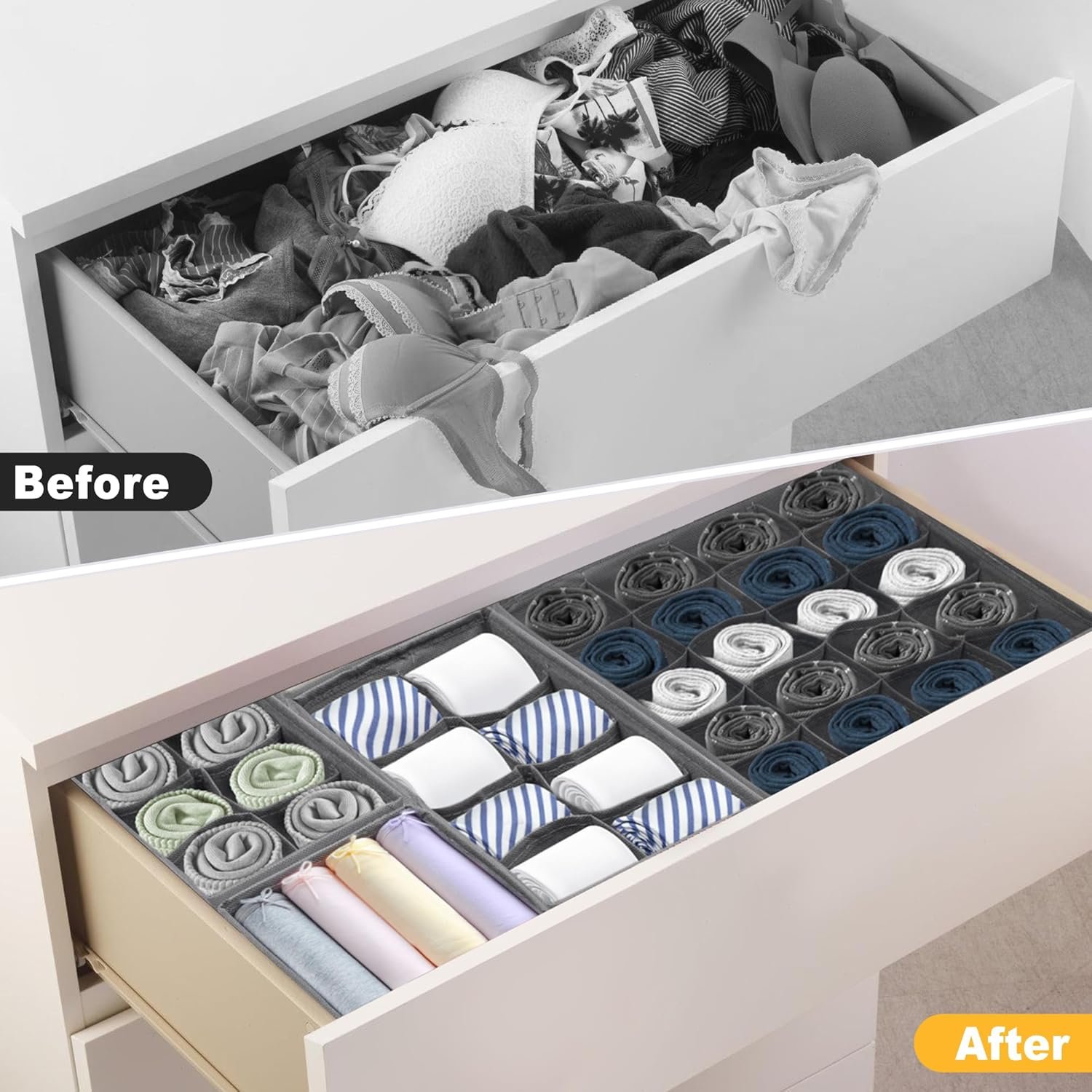 Wholesalers Sock Underwear Organizer Dividers Fabric Foldable Cabinet Closet Organizer and Storage Boxes Bin for Underwear Socks