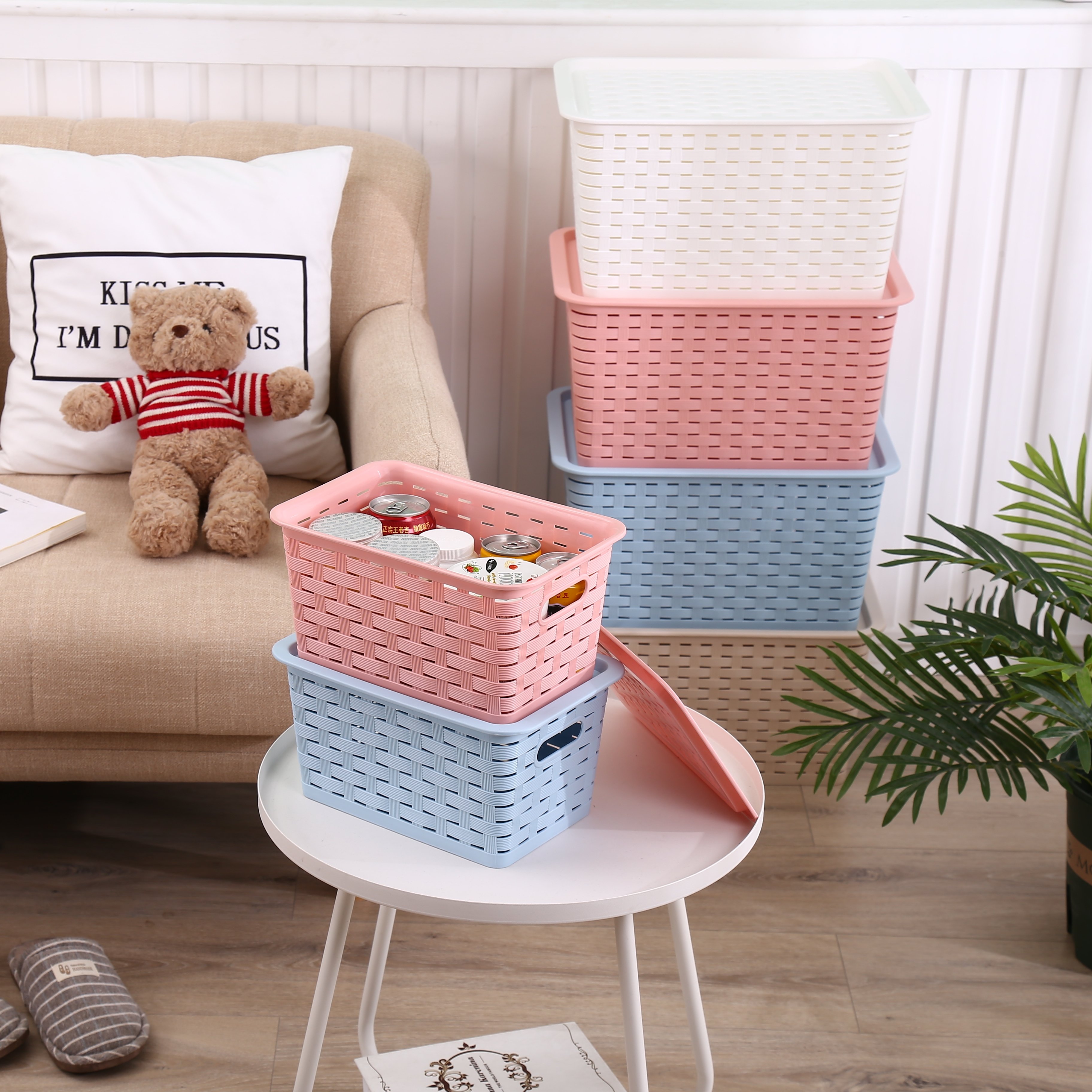 Stackable storage boxes plastic storage box toy organizer stackable bins drawer organizer plastic storage basket with lid