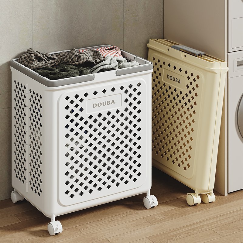 Large Capacity Plastic Laundry Basket with Wheels Storage Drawers for Clothing for Bathroom or Bedroom Use