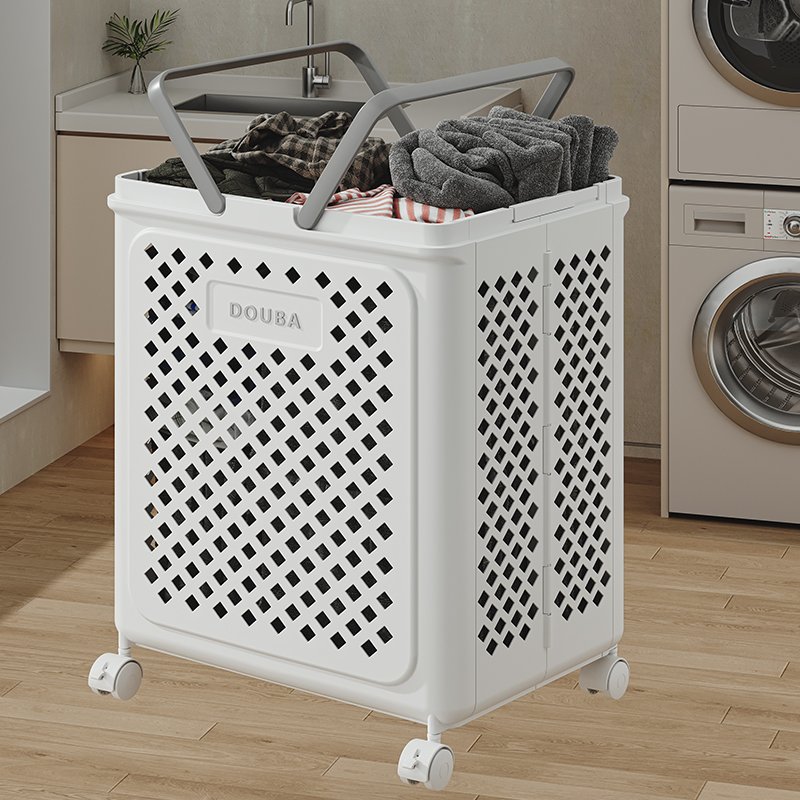 Large Capacity Plastic Laundry Basket with Wheels Storage Drawers for Clothing for Bathroom or Bedroom Use
