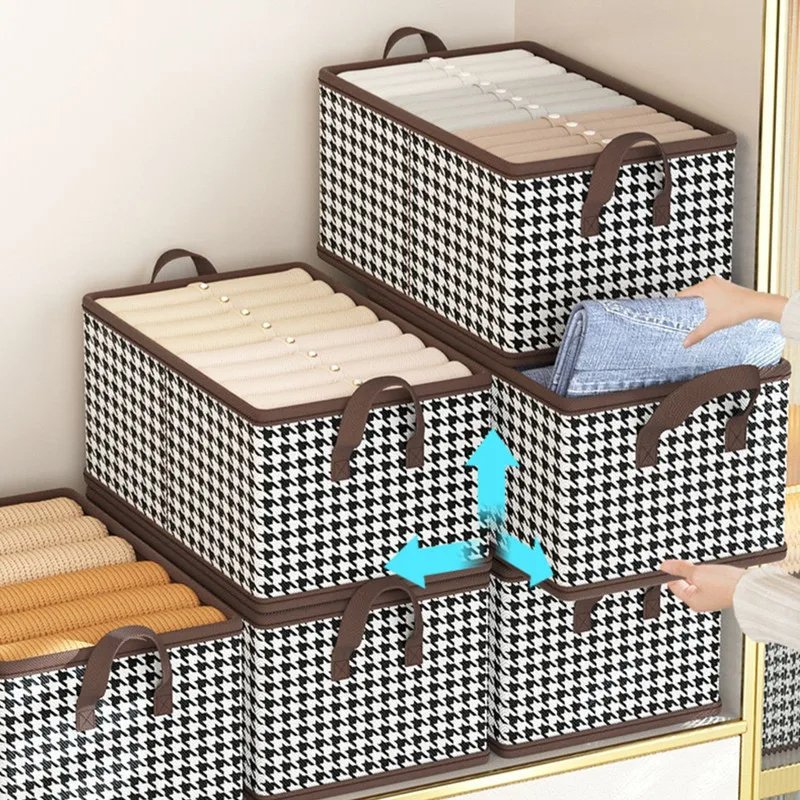Foldable Storage Box Folding Basket With Frame Clothing Organizer Drawer Cabinet Bin Containers For Wardrobe Bedroom Closet Home