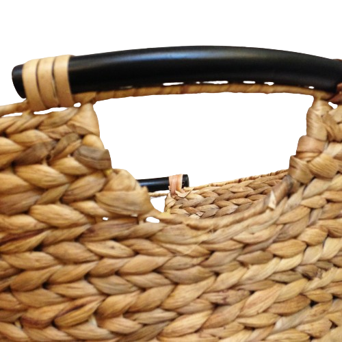 Home 24h Company produce S/5 Small Bowl Water-Hyacinth Baskets Black Rattan Handles HO-2067 in Vietnam for Home organization