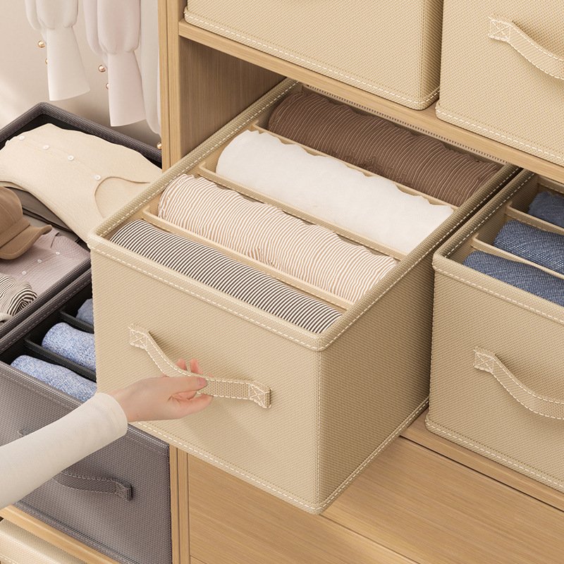 Home Wardrobe Foldable Classic Storage Basket Clothing Organizer Closet Drawer Plastic Storage Basket with Lid