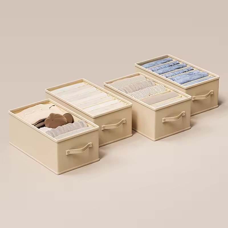 Home Wardrobe Foldable Classic Storage Basket Clothing Organizer Closet Drawer Plastic Storage Basket with Lid