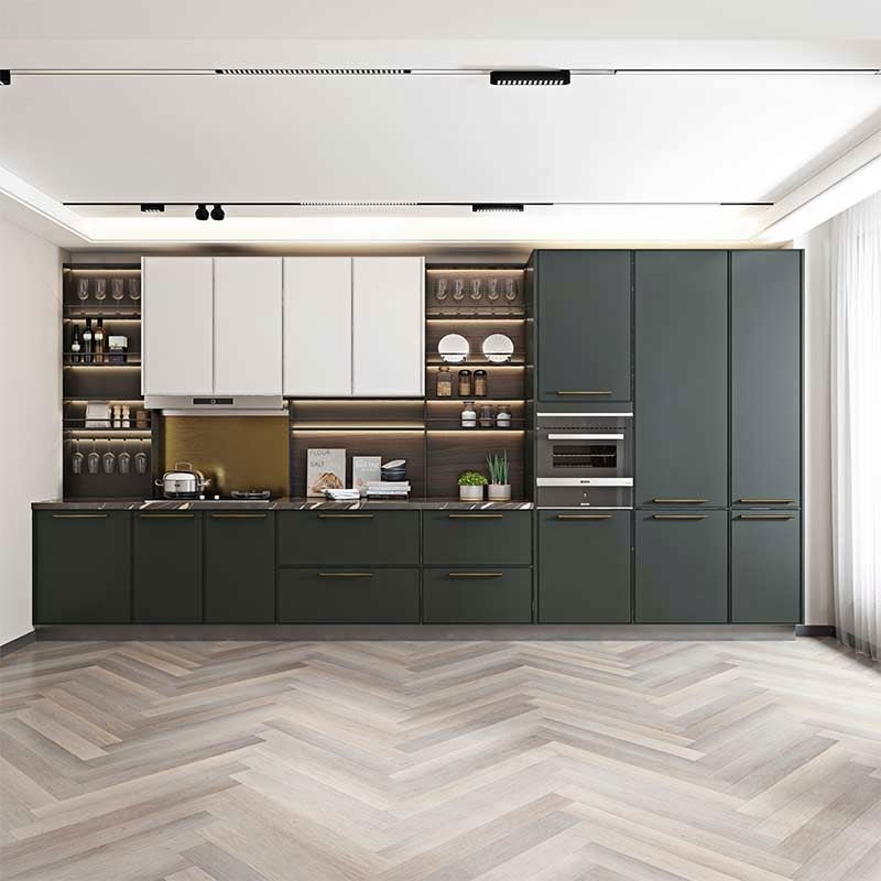 OPPOLIA White Ready To Assemble Strong Storage RTA Modular PVC Melamine Kitchen Cabinets With Island