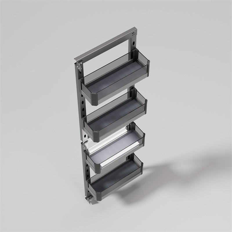 Spice Shelf Storage Rack Organizer Cabinet Steel Stainless Kitchen Tempered Glass Drawer Pantry Organizer Side Pull Out Basket