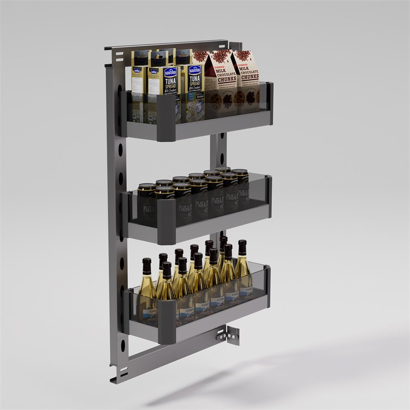 Spice Shelf Storage Rack Organizer Cabinet Steel Stainless Kitchen Tempered Glass Drawer Pantry Organizer Side Pull Out Basket
