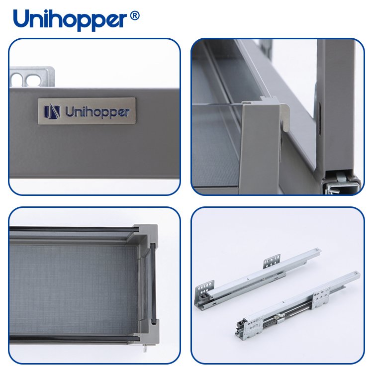 Unihopper Factory Kitchen Storage Pull Out Spice Drawer Side Mounted Soft Closing Glass Seasoning Basket