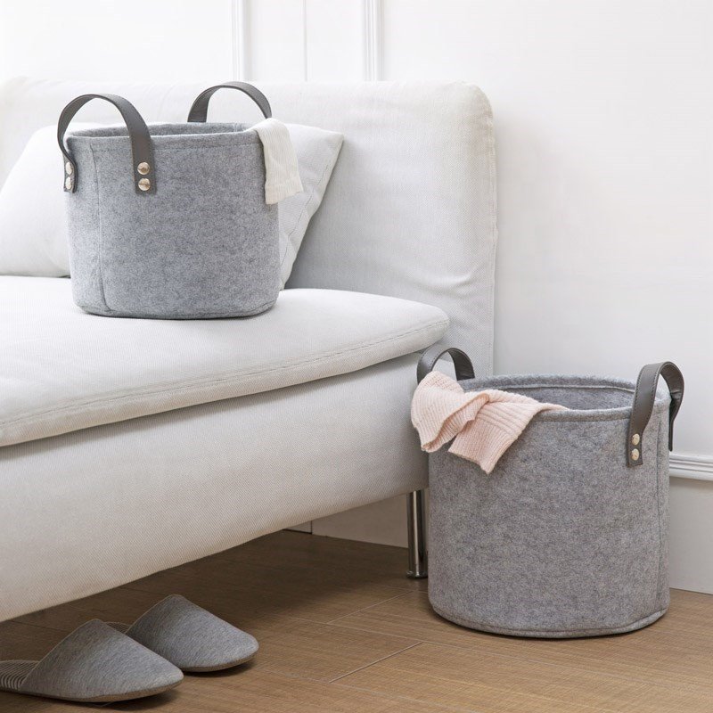 China supplier fashionable grey round felt storage basket