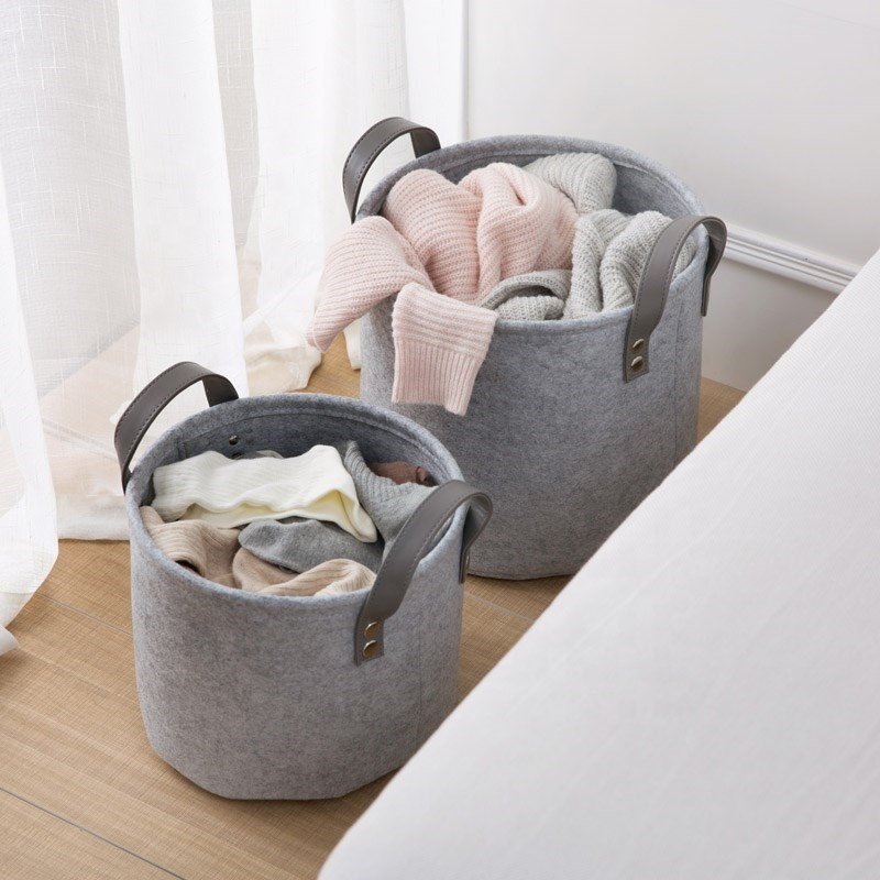 China supplier fashionable grey round felt storage basket