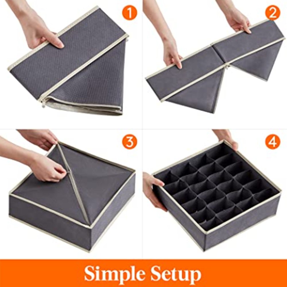 Drawer Underwear Organizer Divider 4 Pieces Fabric Foldable Dresser Storage Basket Organizers and Storage Bins for Storing Bra