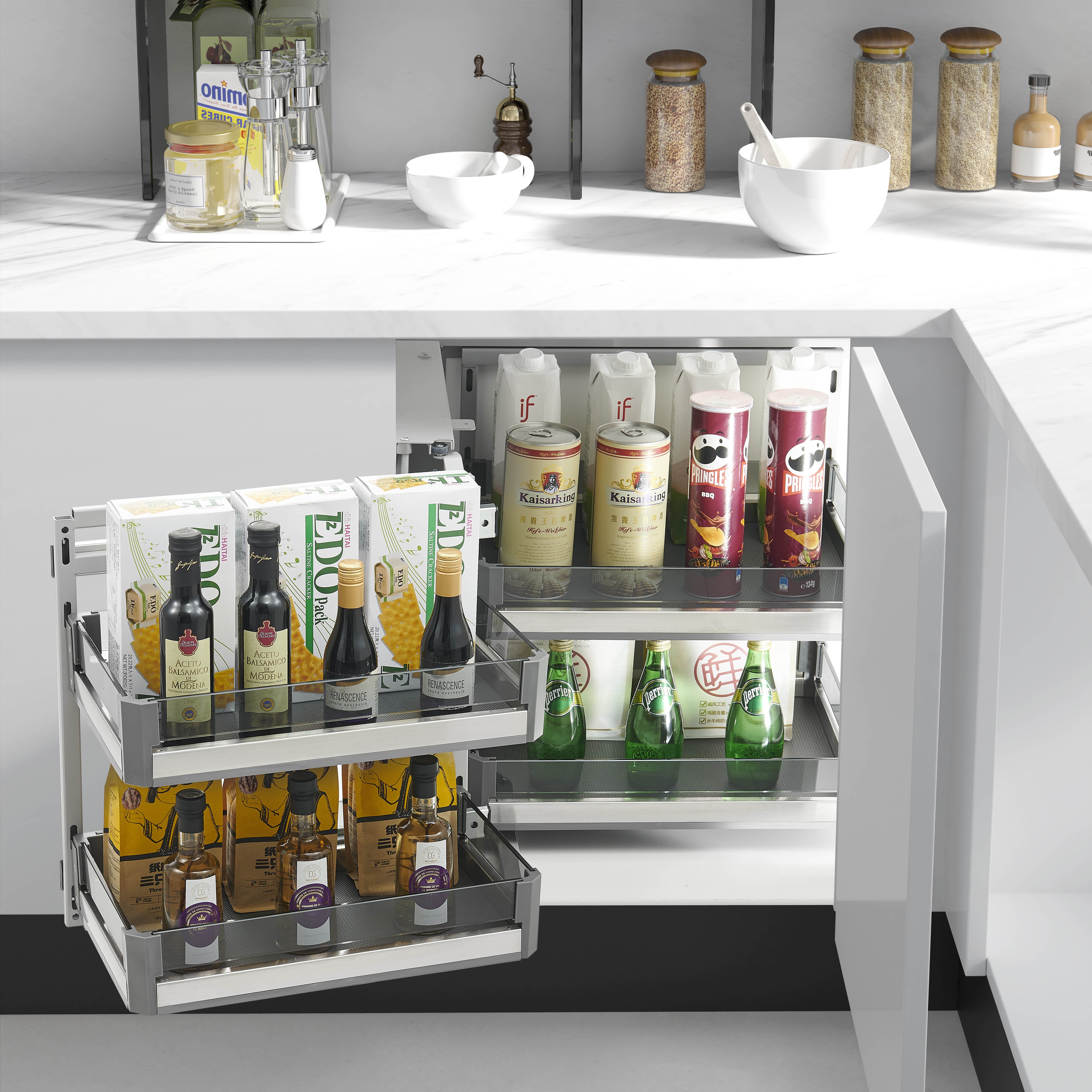 Kitchen Cabinet Soft Close Magic Corner Space Saving Blind Corner Organizer Basket Kitchen Accessory