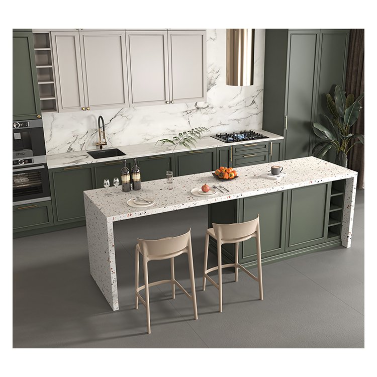 Custom kitchen cabinet island complete sets rta indoor wood built-in modular mdf green cupboard Custom furniture manufacturer