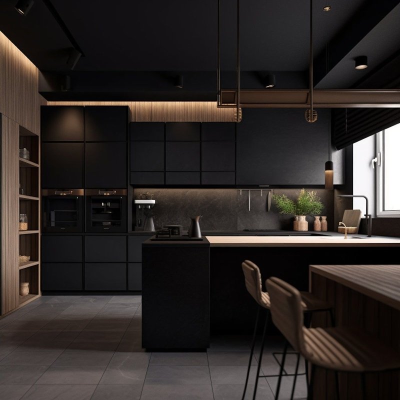 Luxury Durable Cabinets Kitchen Modern Wood Kitchen Cupboards Black Kitchen Cabinets and Countertops