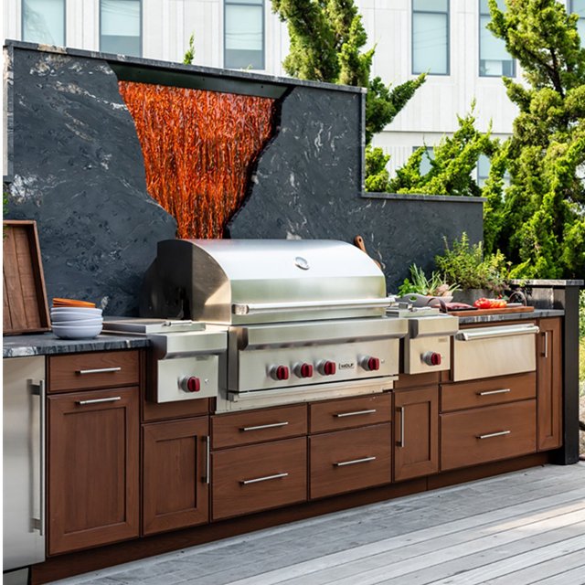New Arrivals Outdoor Kitchen Cabinet Outdoor BBQ Island Aluminum Frame Glass Door Kitchen Cabinet with Pizza Oven