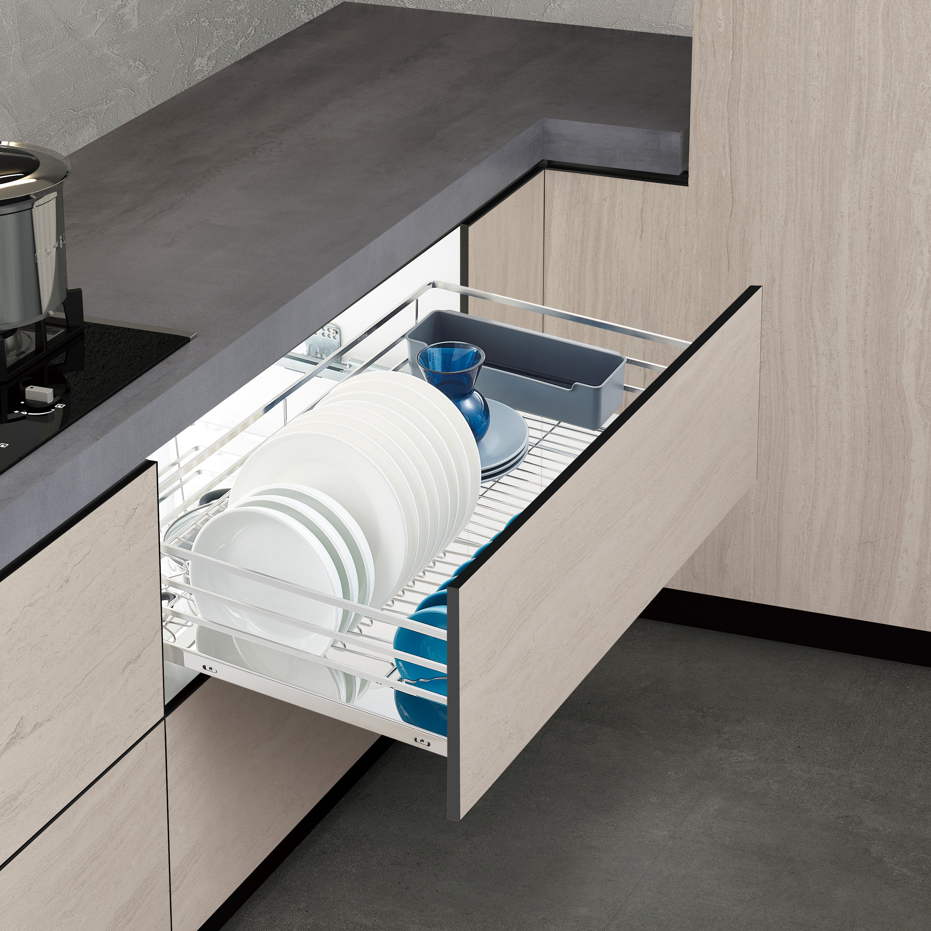Kitchen pull type stainless steel pull drawer basket stainless steel kitchen drawer basket kitchen cabinet storage