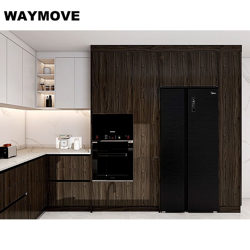 WAYMOVE Modern White Ready-Made Aluminium Kitchen Cabinets with Sink & Hinge Kitchen Furniture