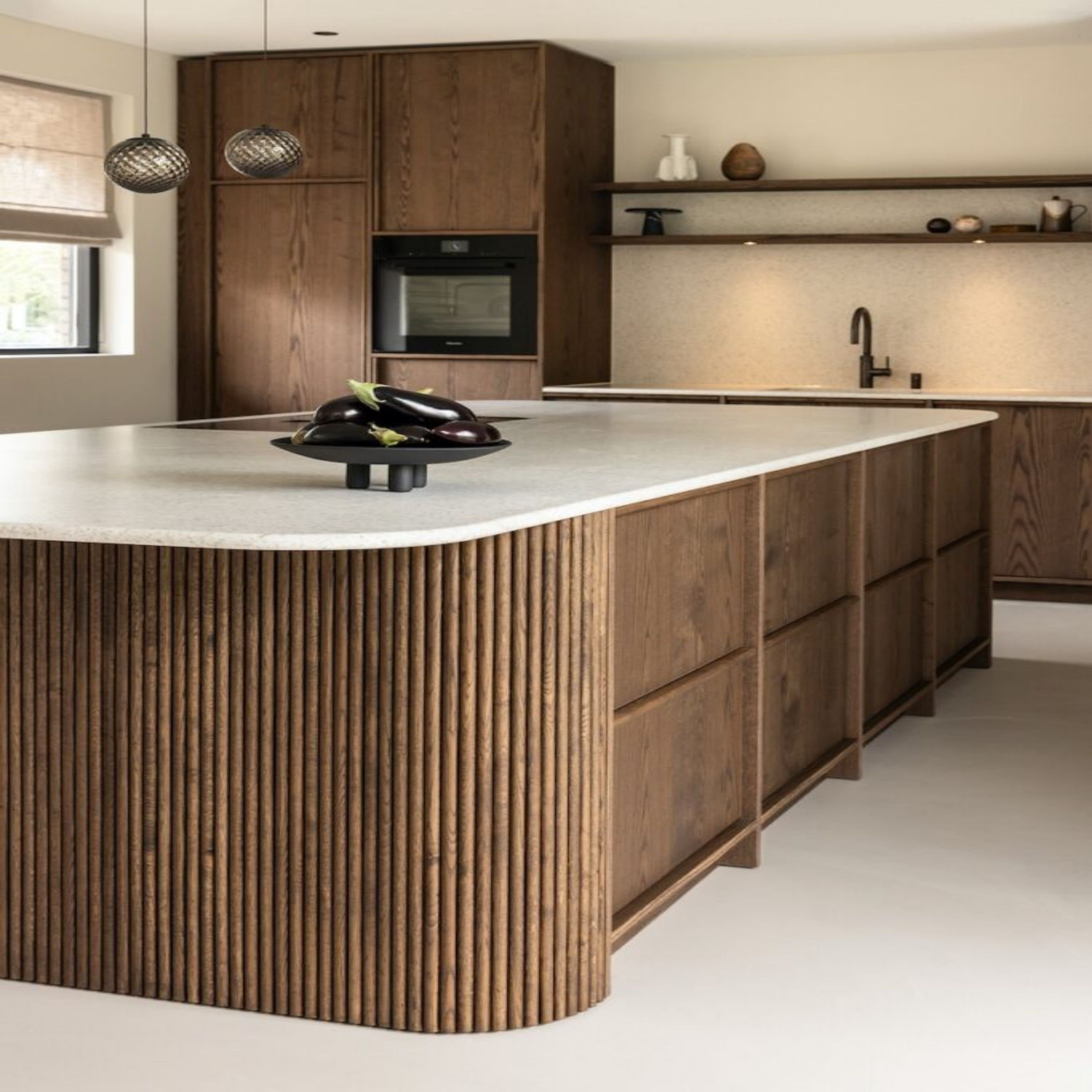 Artisan Cabinet Customization Dark Oak Wood Veneer Kitchen Doors Furniture Handle No Hardware Cabinet Design