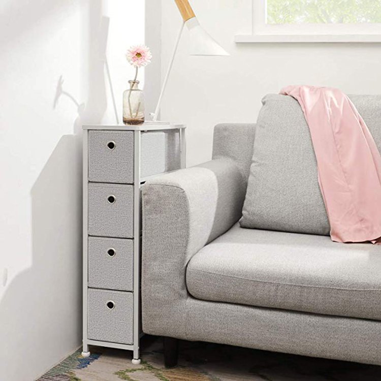 Dresser Organizer Storage Shelf with Folding Fabric Baskets Storage Drawer Unit Dresser Tower for Bedroom