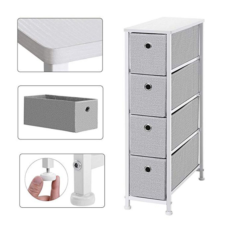 Dresser Organizer Storage Shelf with Folding Fabric Baskets Storage Drawer Unit Dresser Tower for Bedroom