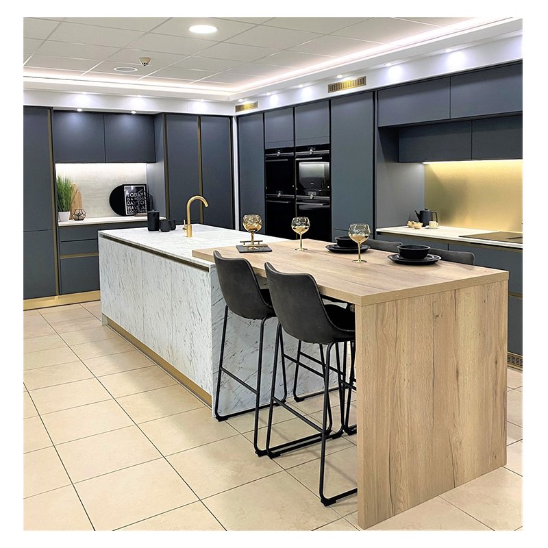 MDF Compact Luxury Flat Pack Commercial Fitted Shelving Tall Modern Smart Kitchen Storage Cabinet Pantry Kitchen Set Units