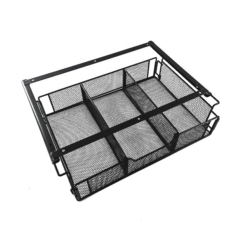 Under Desk Hidden Drawer Office Metal Storage Basket Organizer Drawer Desk Supplies Holder Rack Pen Stationery Storage Tray