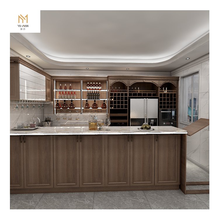 Factory Custom Made American Style Kitchen Storage Cupboard Cabinet Prefab Storage Solid Wood Kitchen Cabinet