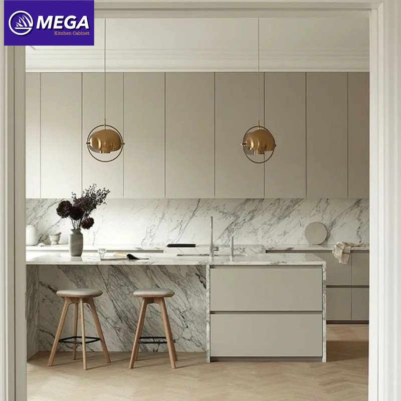 Wholesale Price Cheap Home Kitchen High Gloss European style cream color kitchen cabinet modular kitchen cupboard set cabinet