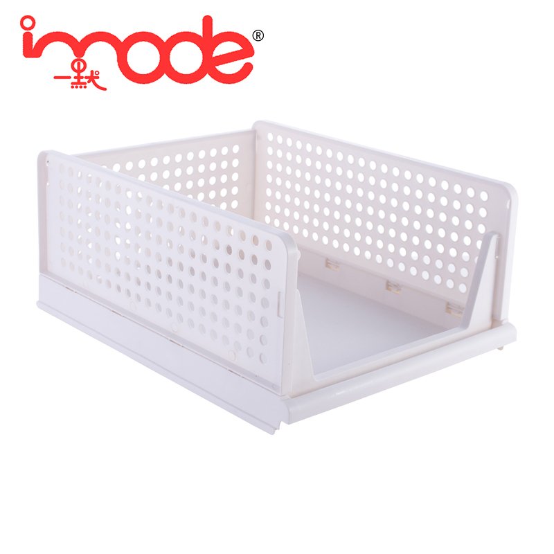 Stackable Plastic Storage Basket Foldable Closet Organizers Drawer Shelf Storage Container for Bathroom Office