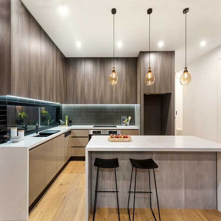 Modern Design Moisture Proof L shaped Kitchen Furniture Set Kitchen Joinery Cupboard Kitchen Cabinets with island cabinets