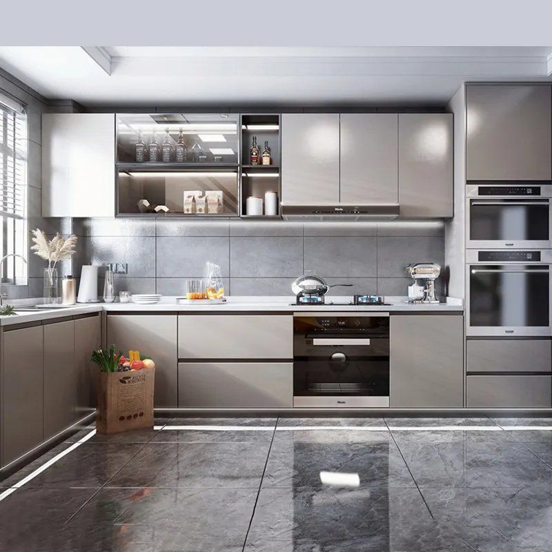 Modern Design Moisture Proof L shaped Kitchen Furniture Set Kitchen Joinery Cupboard Kitchen Cabinets with island cabinets