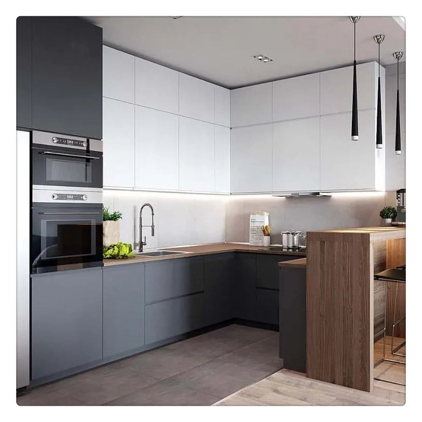 Modern Design Moisture Proof L shaped Kitchen Furniture Set Kitchen Joinery Cupboard Kitchen Cabinets with island cabinets