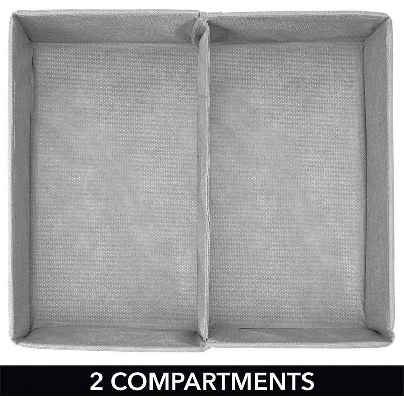 Soft Fabric Dresser Drawer and Closet Storage Organizer Bin for Child/Kids Room, Nursery, Playroom - Divided 2 Section Tray