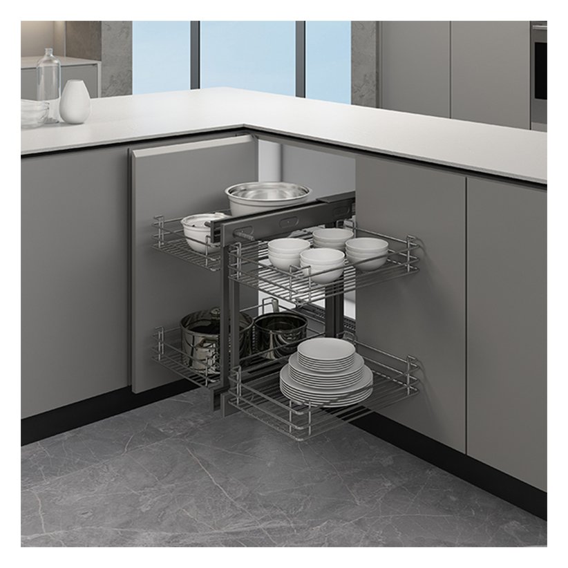 TKK Multifunctional Stainless Steel Kitchen Cabinet Drawer Basket Organizer Magic Corner For Kitchen Storage