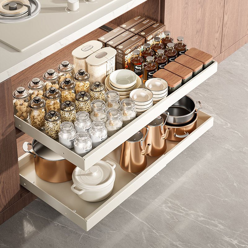 Hot selling kitchen cabinets sinks cutlery racks sliding shelves drawers cabinets space saving kitchen utensils baskets