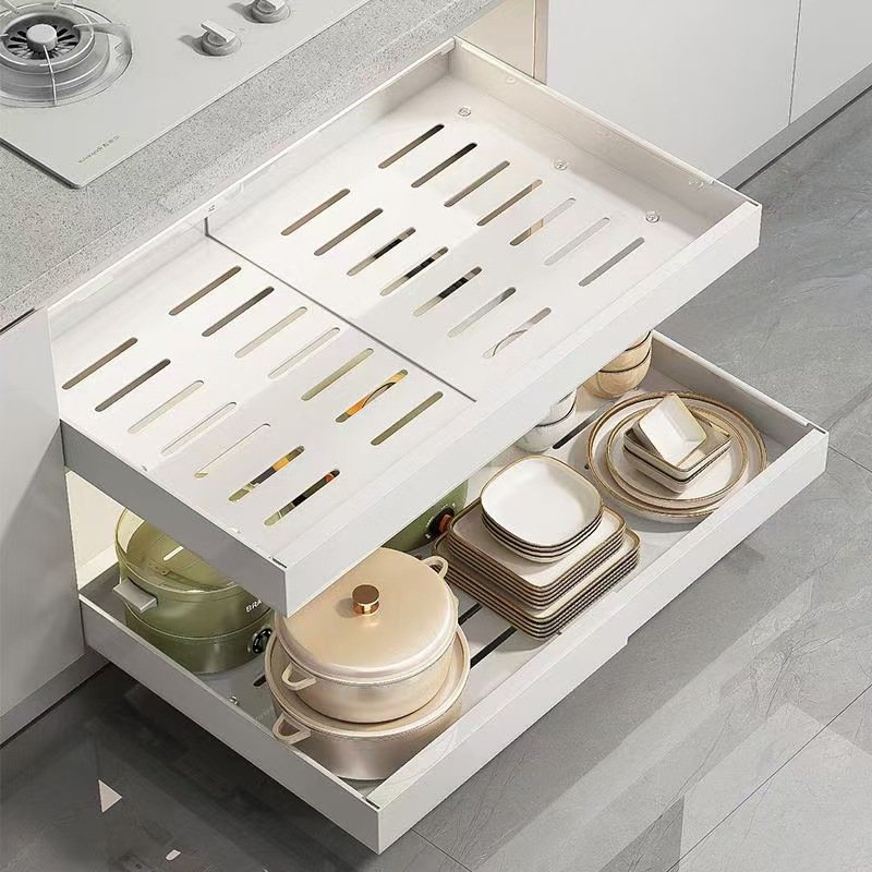 Wholesale Household Metal Expandable Slide Spice Divider Rack Organization Basket Kitchen Pull Out Cabinets Drawers