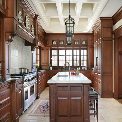 Luxury American classic cabinets hutch pantry raw wood freestanding kitchen cabinet interior design