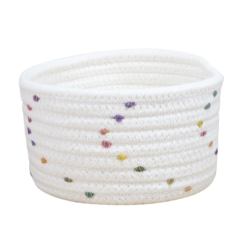 Small Mini Woven Baskets Round Cotton Rope Basket Little Storage Baskets for Organizing Bins Baby Toy Keys Snack Drawer Gifts