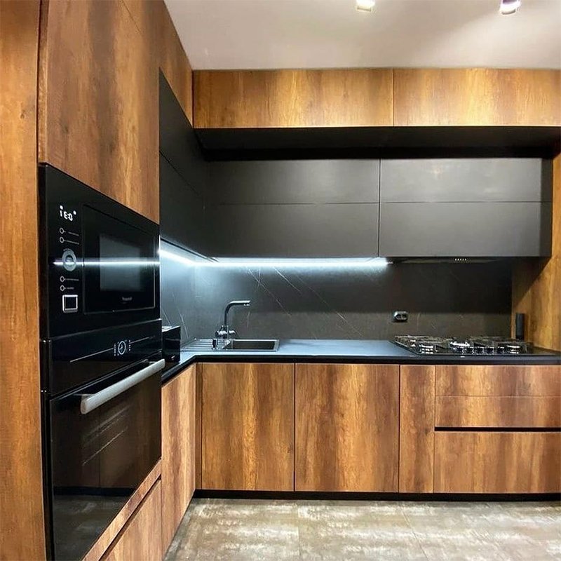 Lacquer Kitchen Cabinet Black Wood Kitchen Cabinet Luxury Adjustable Modern Furniture High Gloss Kitchen Cabinet Sink Base