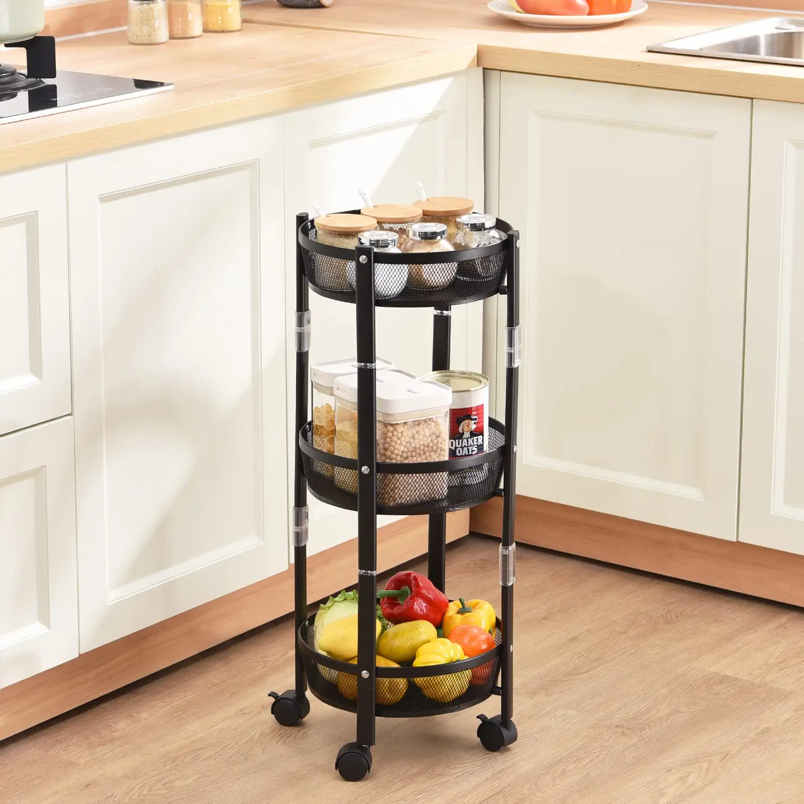 Hot New Product Foldable Kitchen 3 Layers Metal Storage Rack Vegetable And Fruit Display Rack Cold Storage Warehouse