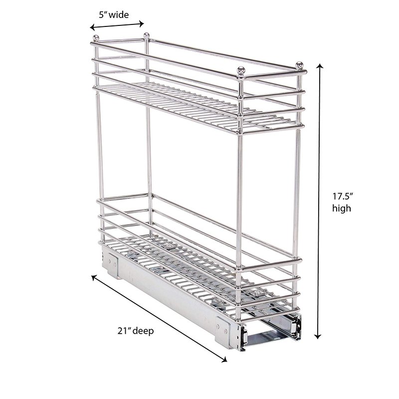 Top-Rated Double Layer Pull Down Kitchen Basket, Stainless Steel Cabinet Organizer for Space Saving - Best Seller