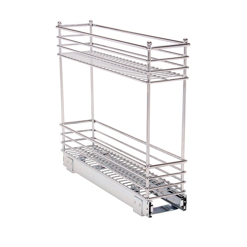 Top-Rated Double Layer Pull Down Kitchen Basket, Stainless Steel Cabinet Organizer for Space Saving - Best Seller