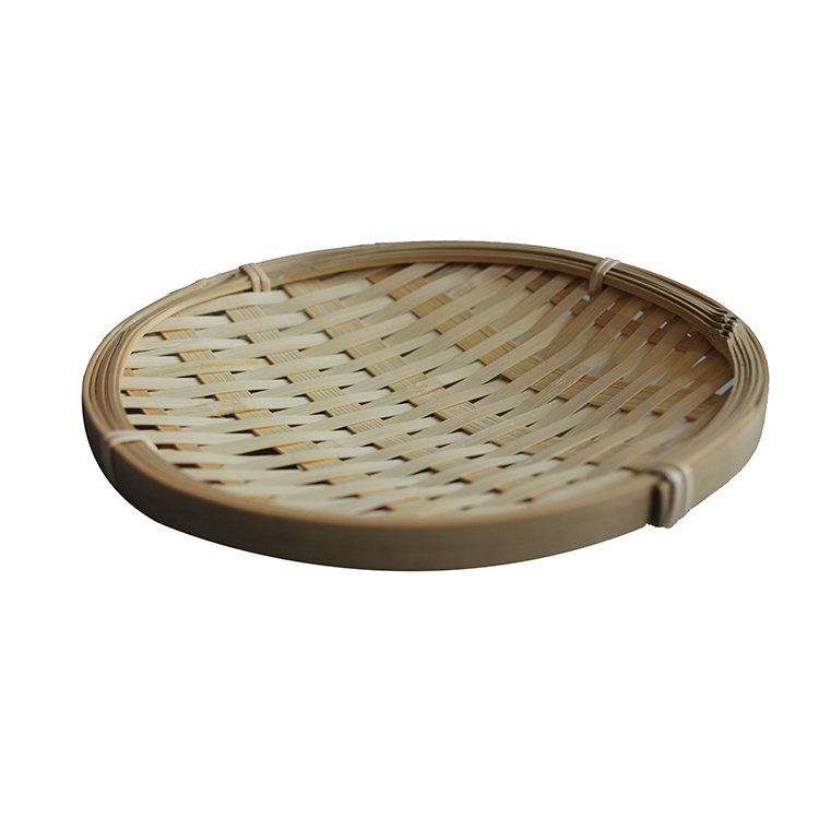 2023 Natural Bamboo Round Weaving Fruit Basket Storage Basket